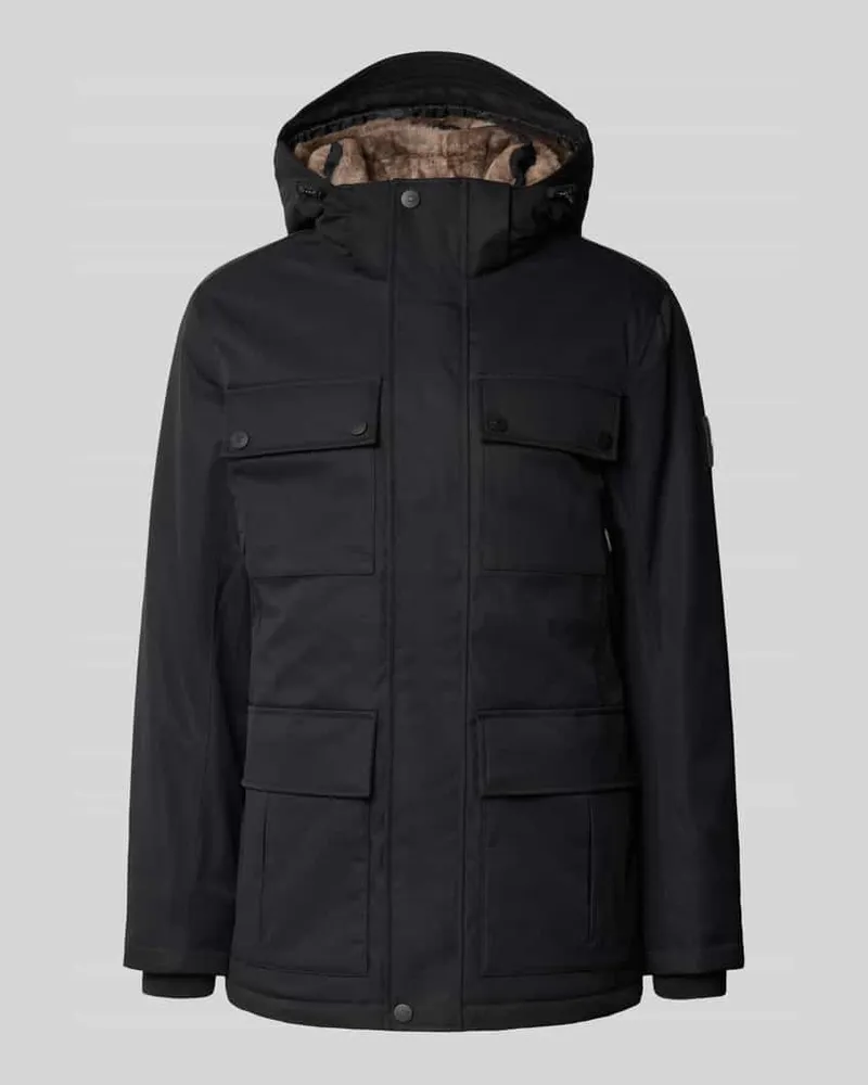 Tom Tailor Regular Fit Parka mit Webpelz-Kapuzenfutter Black