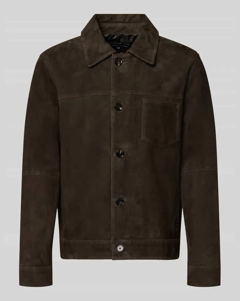 Strellson Regular Fit Jacke aus echtem Lammleder Modell 'FLINT Dunkelbraun