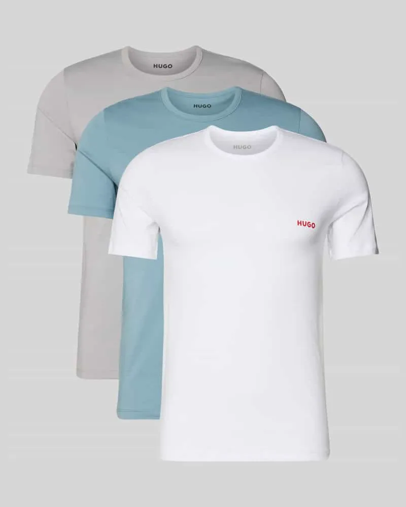 HUGO BOSS Regular Fit T-Shirt Set aus reiner Baumwolle im 3er-Pack Mittelgrau