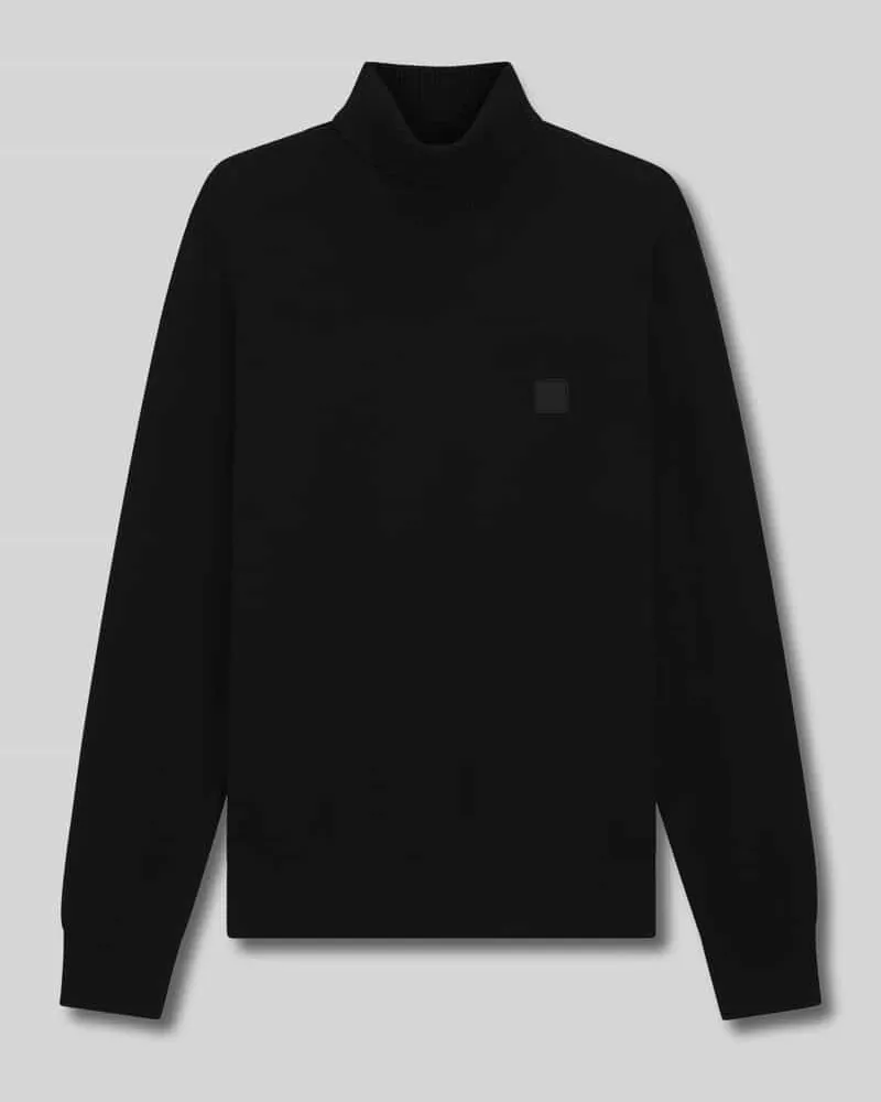 HUGO BOSS Regular Fit Rollkragenpullover aus Baumwoll-Kaschmir-Mix Modell 'AKIRO_S Black