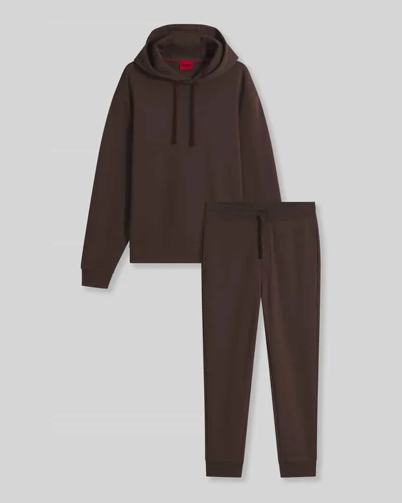 HUGO BOSS Trainingsanzug mit Logo-Schriftzug im 2-teiligen Set Dunkelbraun