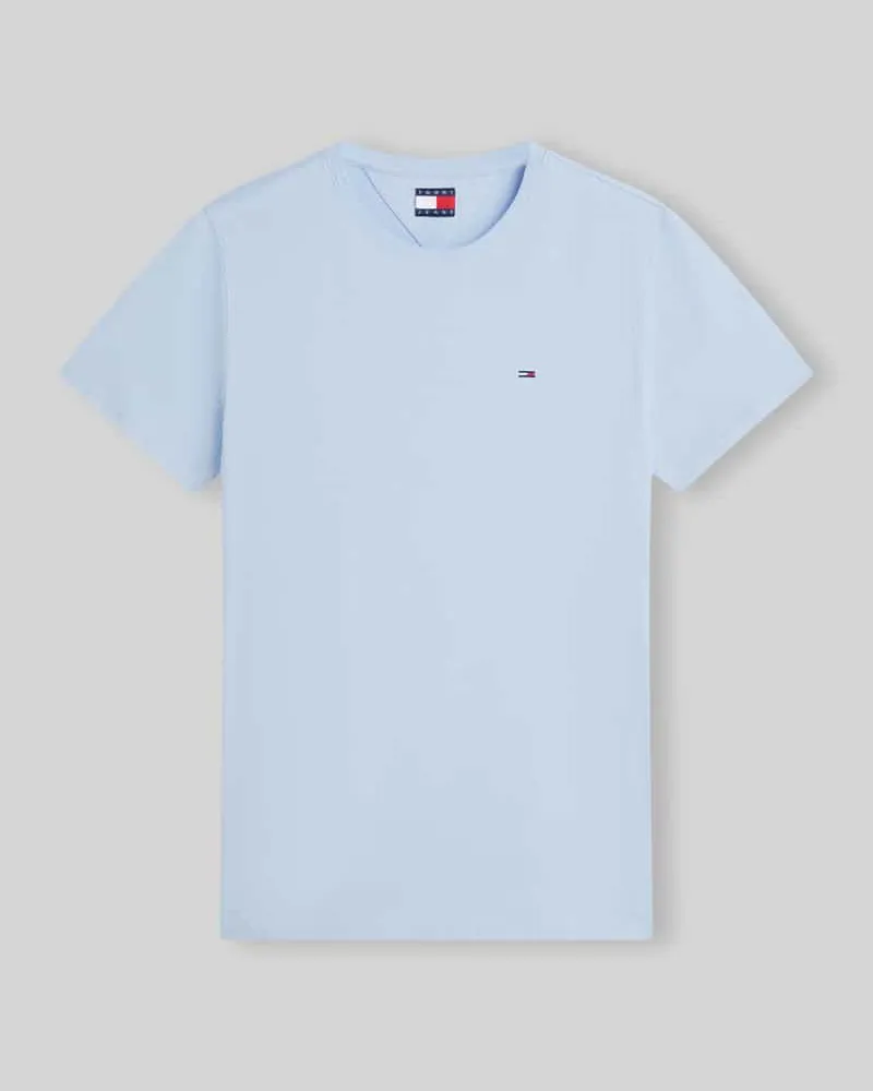 Tommy Hilfiger Regular Fit T-Shirt aus reiner Baumwolle Hellblau