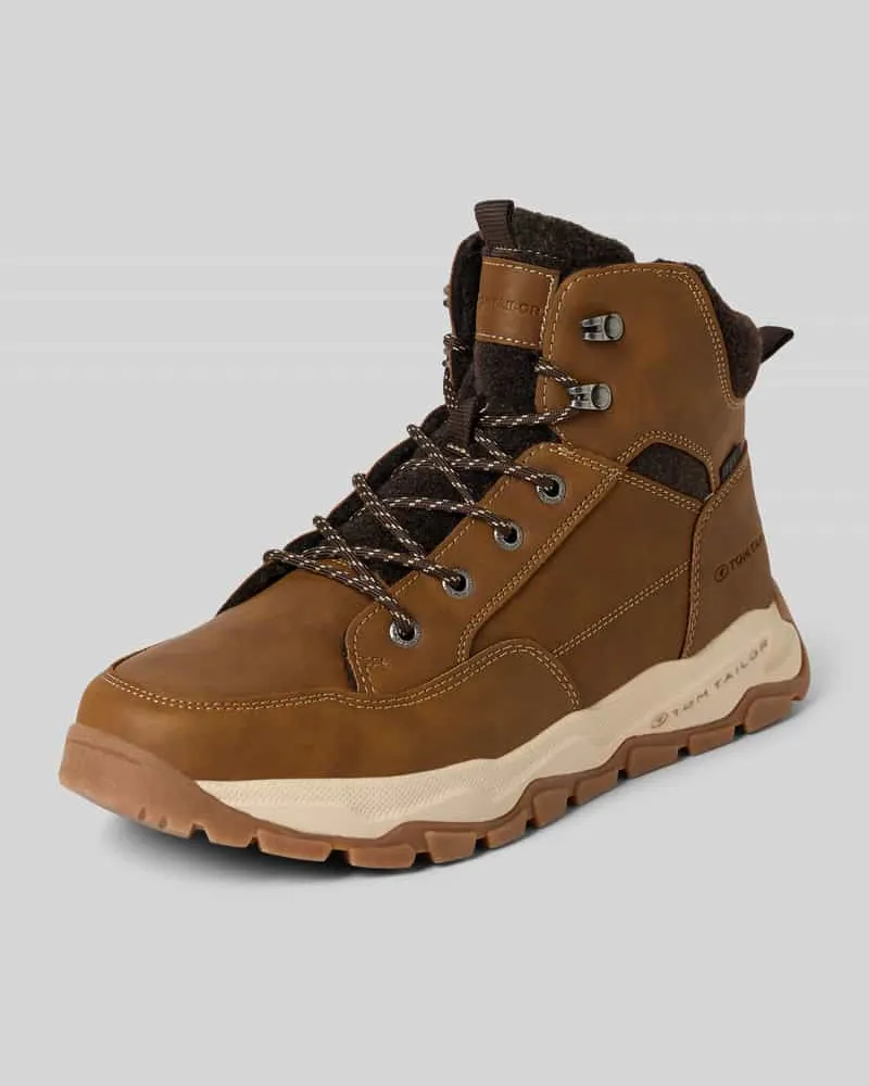 Tom Tailor Schnürstiefel aus wasserabweisendem Material Cognac