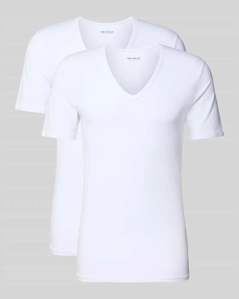 McNeal T-Shirt mit V-Ausschnitt Weiss