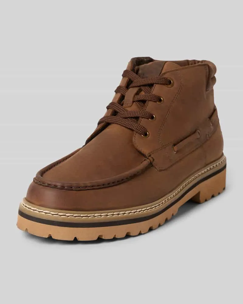 Bullboxer Boots aus Leder mit profilierter Sohle Dunkelbraun