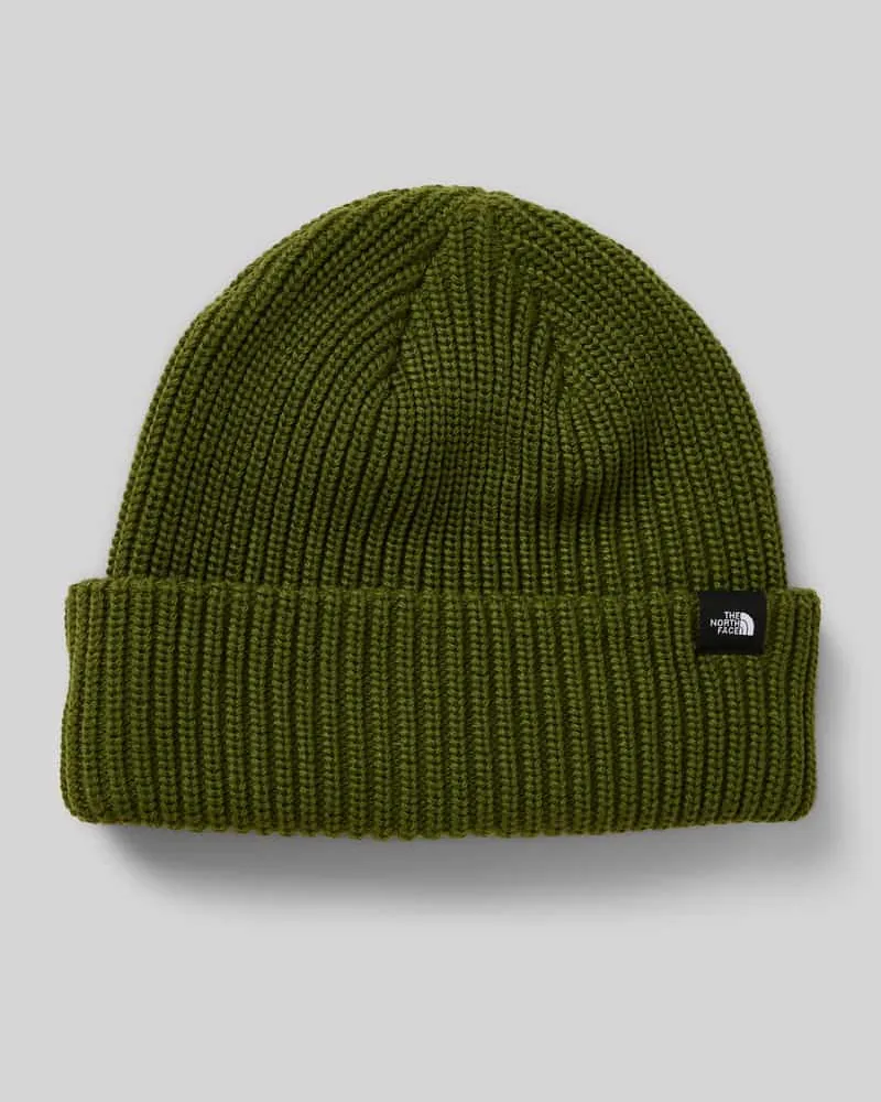 The North Face Strickmütze mit breitem Umschlag und Label-Detail Oliv