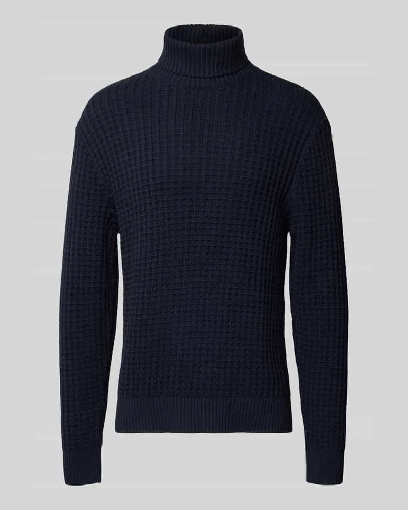 Selected Homme Regular Fit Rollkragenpullover in Waffel-Struktur Modell 'TOM Marine
