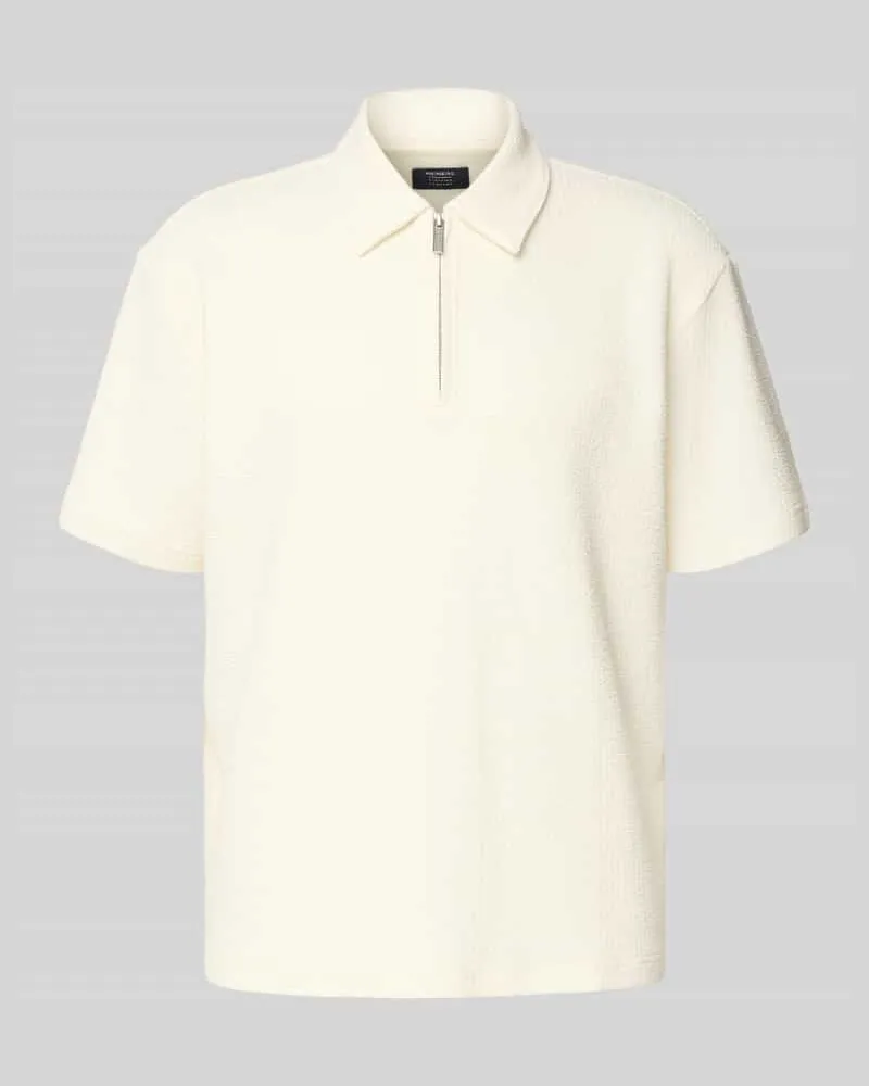 McNeal Poloshirt mit kurzem Reißverschluss Ecru
