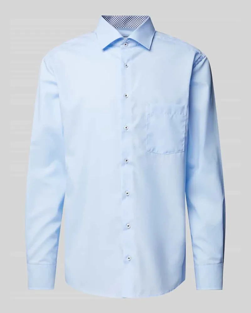 Eterna Regular Fit Businesshemd aus Popeline Hellblau