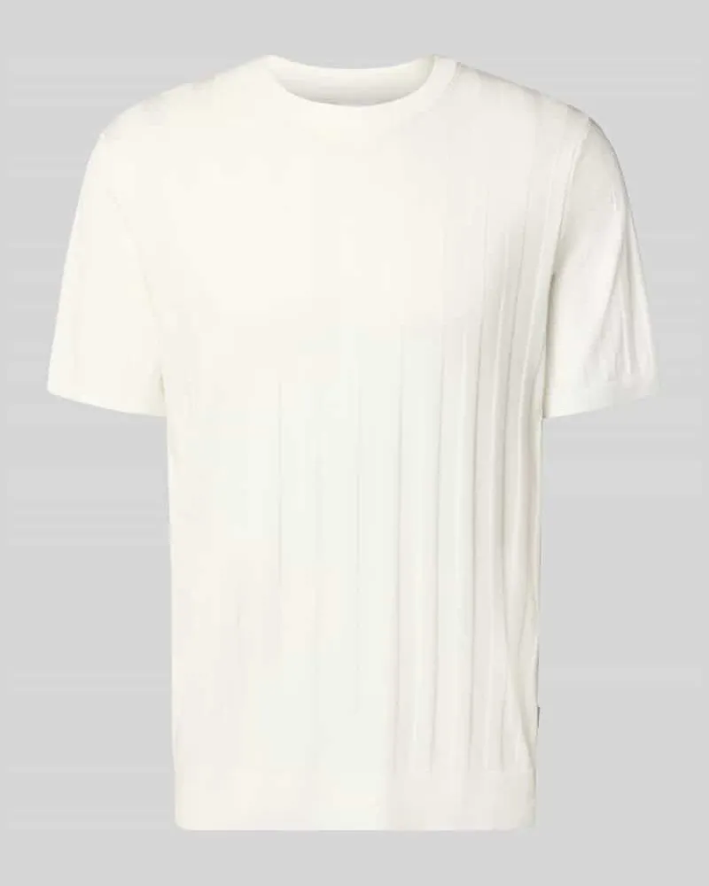 Lindbergh Strickshirt aus Viskose-Mix mit Rundhalsausschnitt Weiss