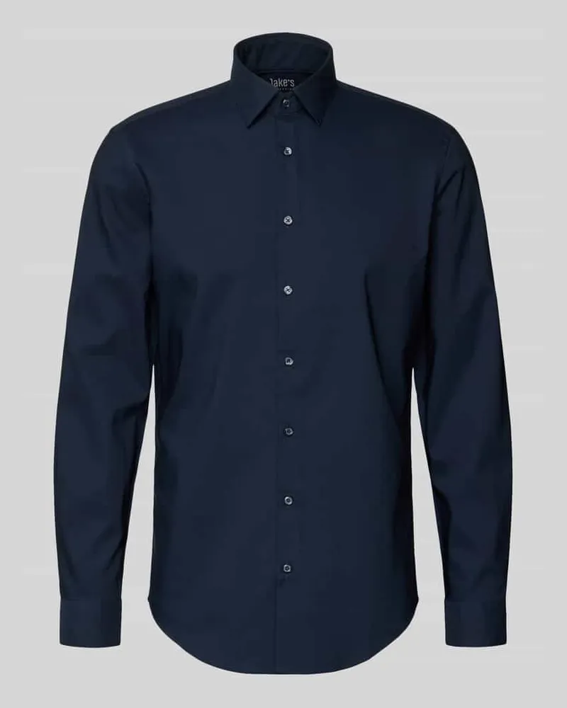 JAKE*S Slim Fit Business-Hemd mit Kentkragen Marine