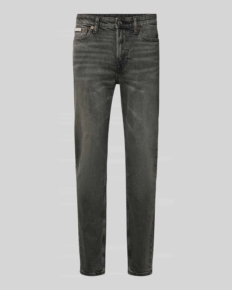 Calvin Klein Slim Fit Jeans mit Label-Patch Modell 'HEARST Dunkelgrau
