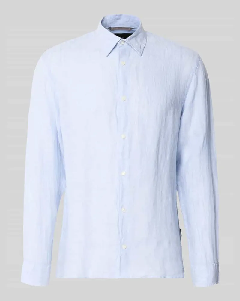 Jack & Jones Regular Fit Leinenhemd aus reinen Leinen Modell 'Lawrence Hellblau