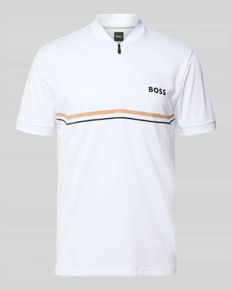 HUGO BOSS Slim Fit Poloshirt mit Logo-Print Modell 'TOC SPIN BODYMAPP 1027 Weiss