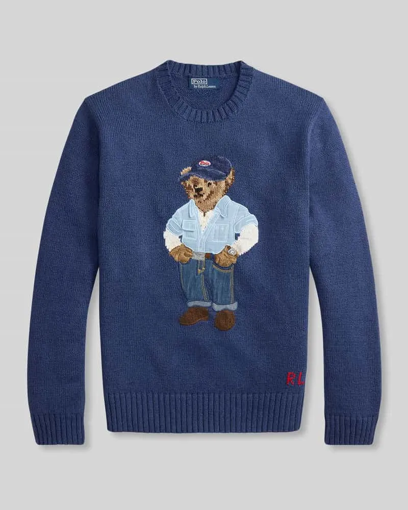 Ralph Lauren Regular Fit Strickpullover mit Polo Bear Stitching Marine
