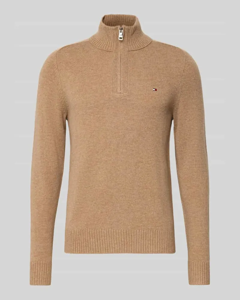 Tommy Hilfiger Regular Fit Troyer aus reiner Wolle Camel