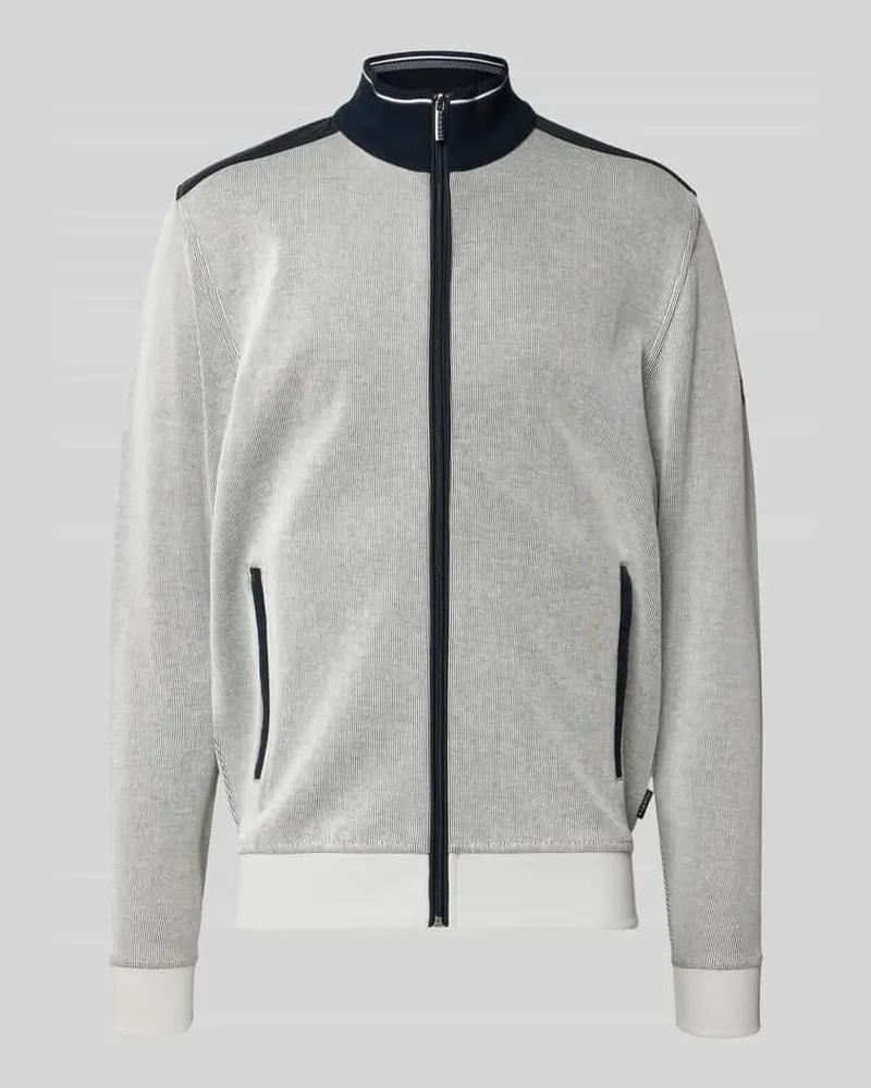 Bugatti Sweatjacke mit Stehkragen Ecru