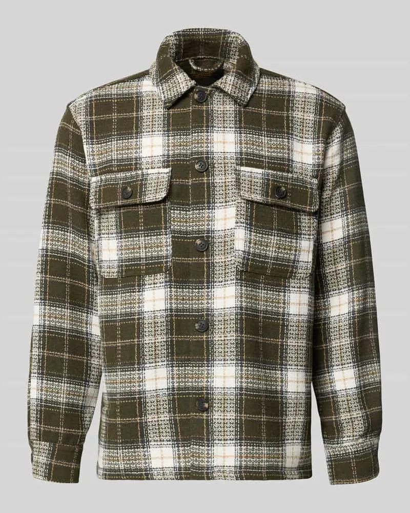 Jack & Jones Regular Fit Hemdjacke mit Brusttaschen Modell 'REGENT Oliv
