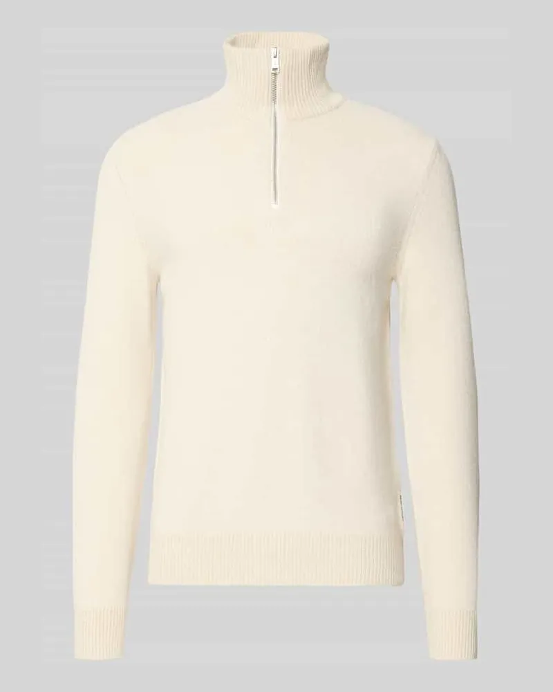 Marc O'Polo Regular Fit Troyer aus Baumwoll-Schurwoll-Mix Offwhite