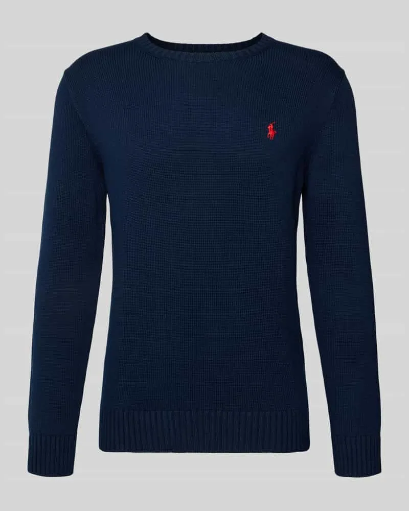 Ralph Lauren Strickpullover mit Label-Stitching und Rundhalsausschnitt Marine