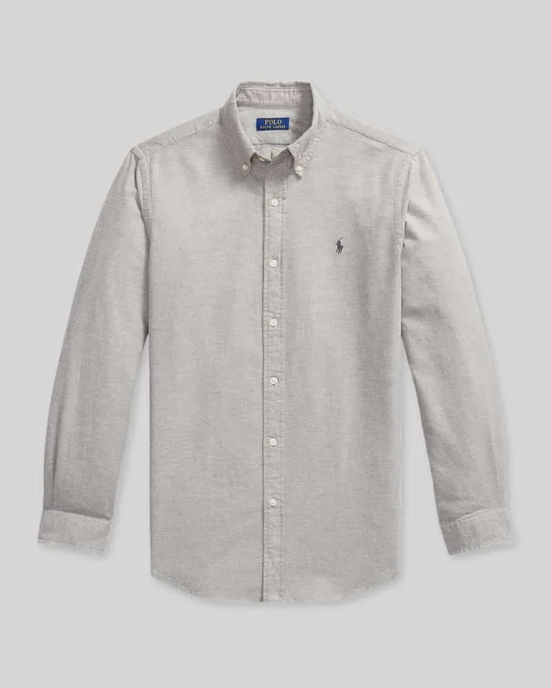 Ralph Lauren Custom Fit Freizeithemd aus reiner Baumwolle Hellgrau