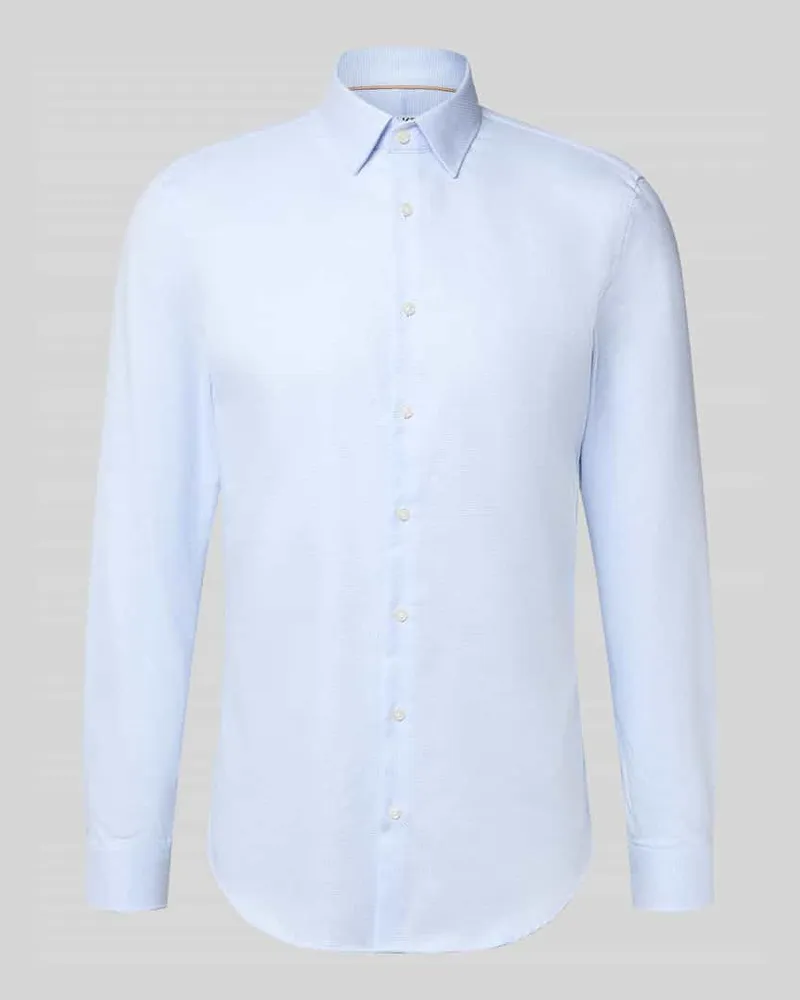 JAKE*S Slim Fit Businesshemd aus Baumwolle mit Kentkragen Bleu