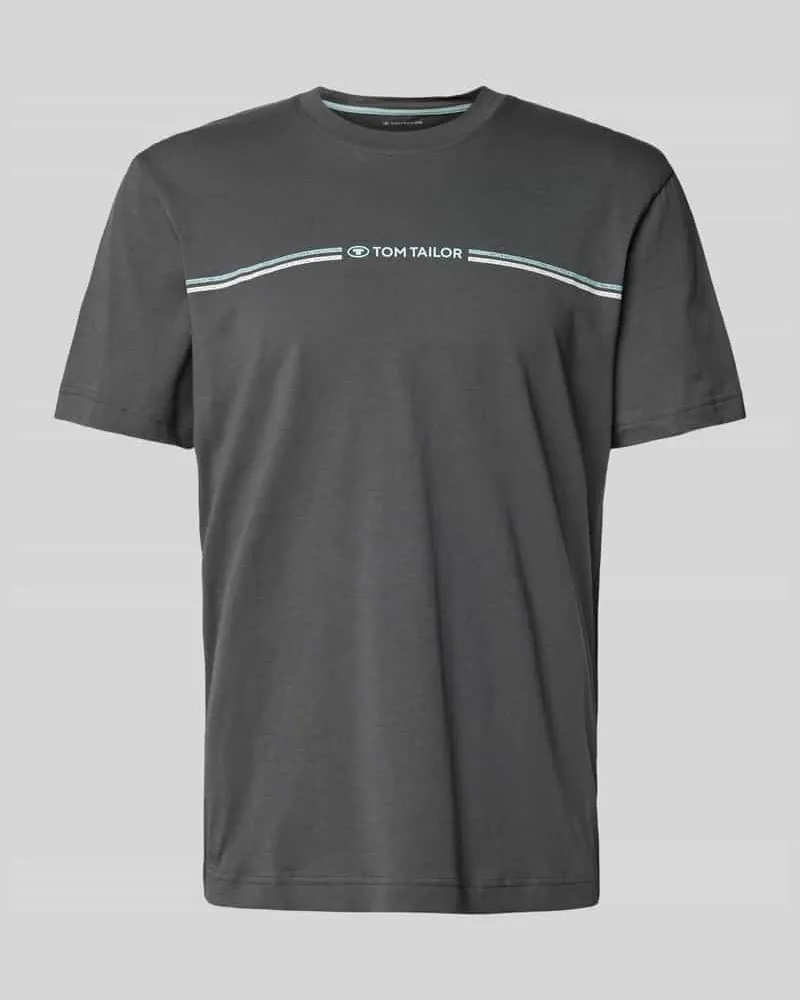Tom Tailor Regular Fit T-Shirt aus reiner Baumwolle mit Print Anthrazit