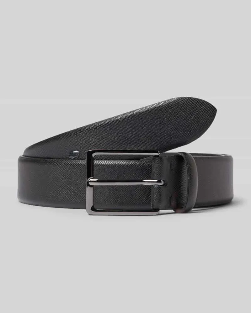 Bugatti Gürtel aus Rindsnappa mit Saffiano-Struktur Black