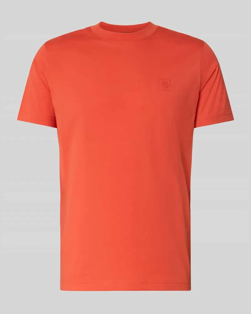 Lerros T-Shirt mit Rundhalsausschnitt und Logo-Print Dunkelorange