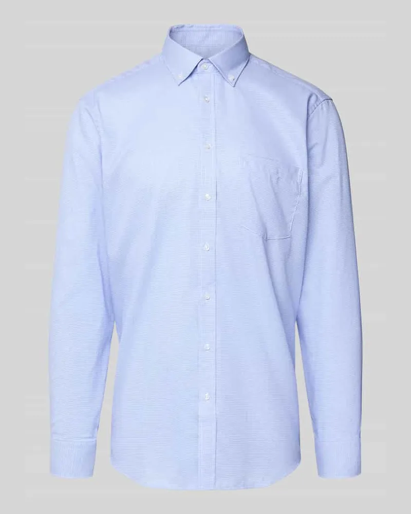 Seidensticker Regular Fit Business Hemd aus Baumwolle mit Button Down Kragen Royal