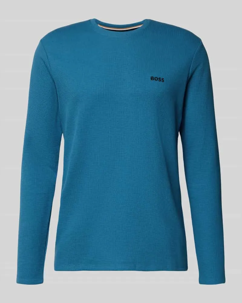 HUGO BOSS Regular Fit Langarmshirt aus Baumwoll-Mix Petrol