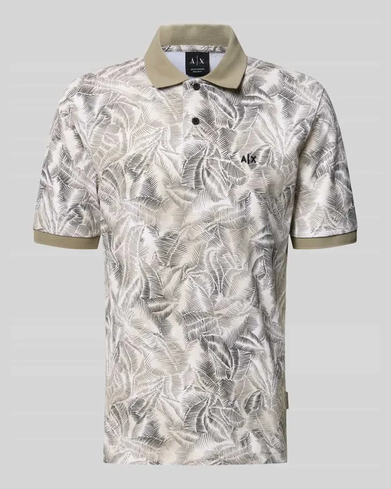 Armani Exchange Regular Fit Poloshirt im Allover-Look mit Label-Stitching Beige
