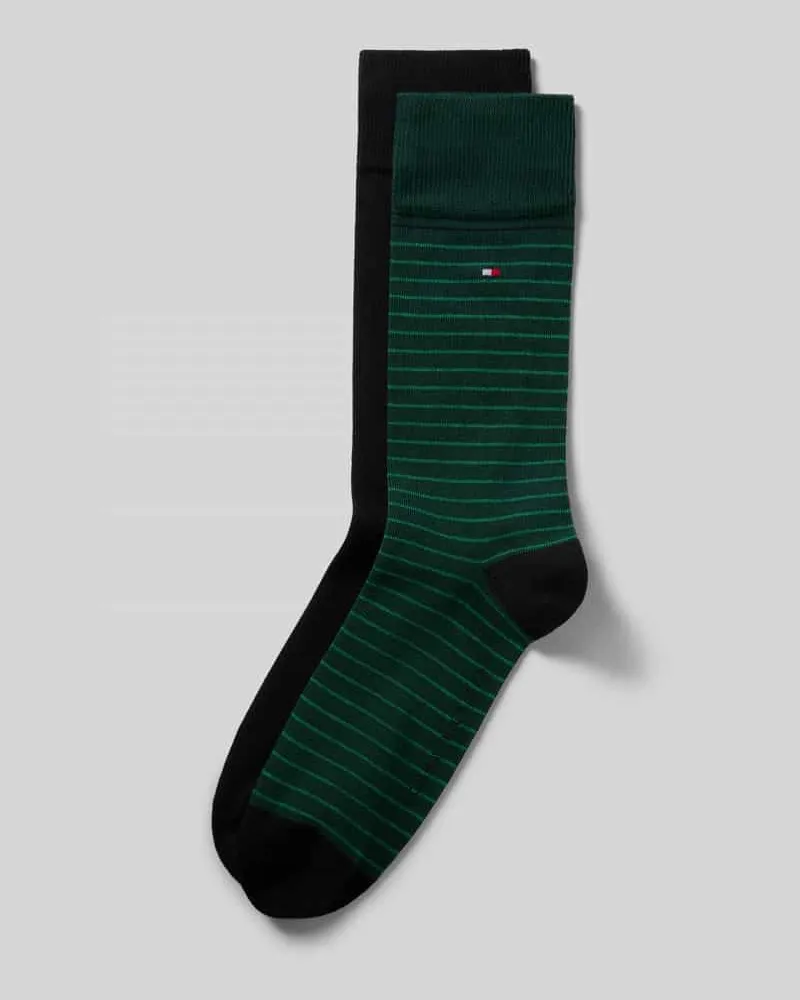 Tommy Hilfiger Socken aus Baumwoll-Mix im 2er-Pack Modell 'MEN SMALL STRIPE SOCK Gruen