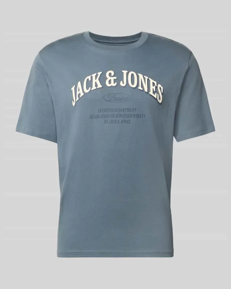 Jack & Jones Regular Fit T-Shirt aus reiner Baumwolle Modell 'Denver Blau