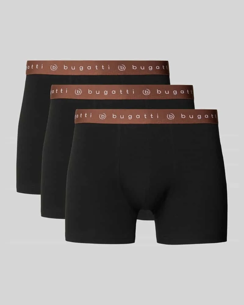 Bugatti Pants mit elastischem Logo-Bund im 3er-Pack Black