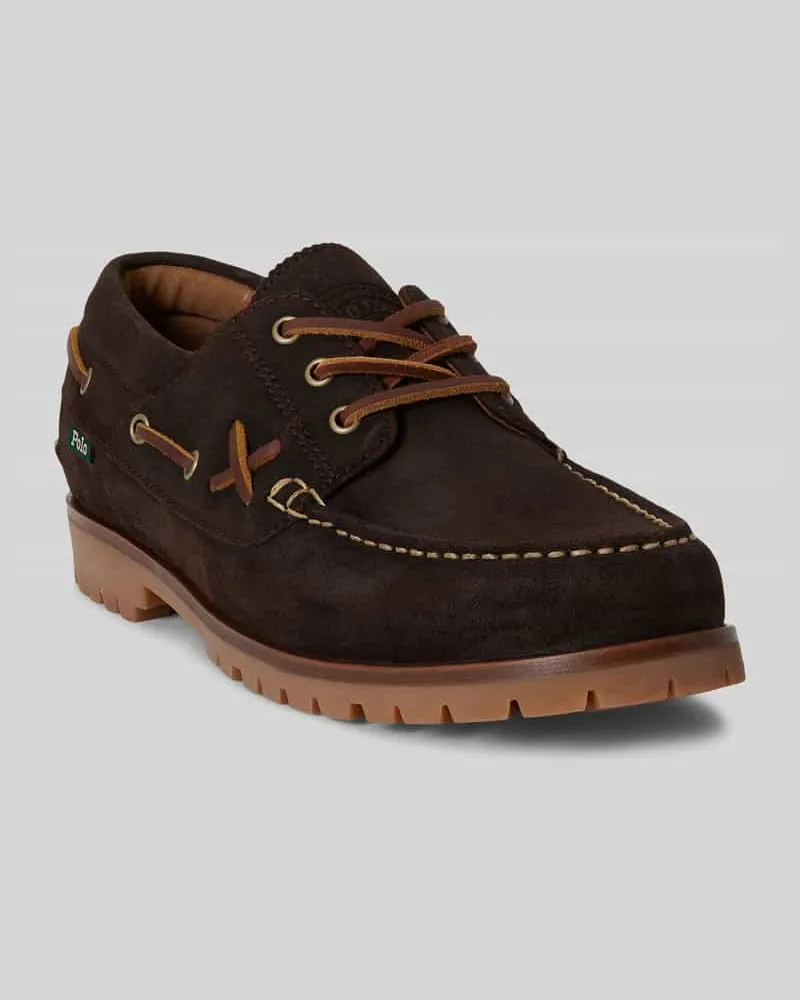 Ralph Lauren Bootsschuhe aus Rindsleder mit Profilsohle Dunkelbraun