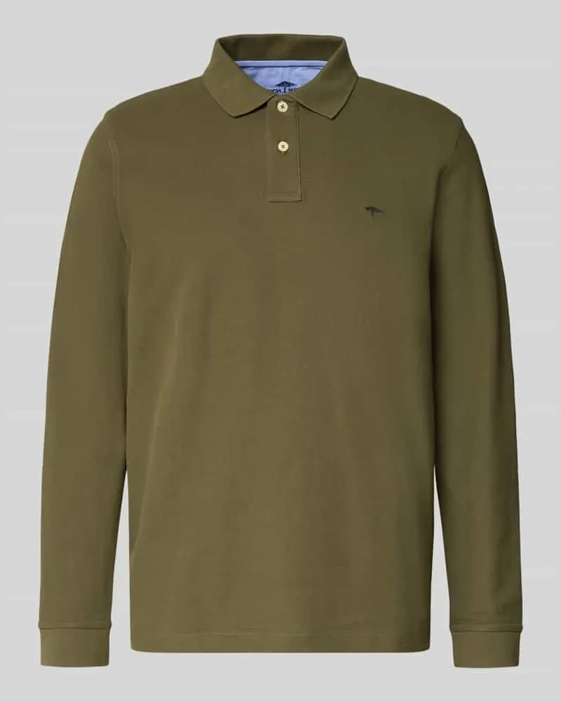 Fynch-Hatton Poloshirt mit Label-Stitching Oliv