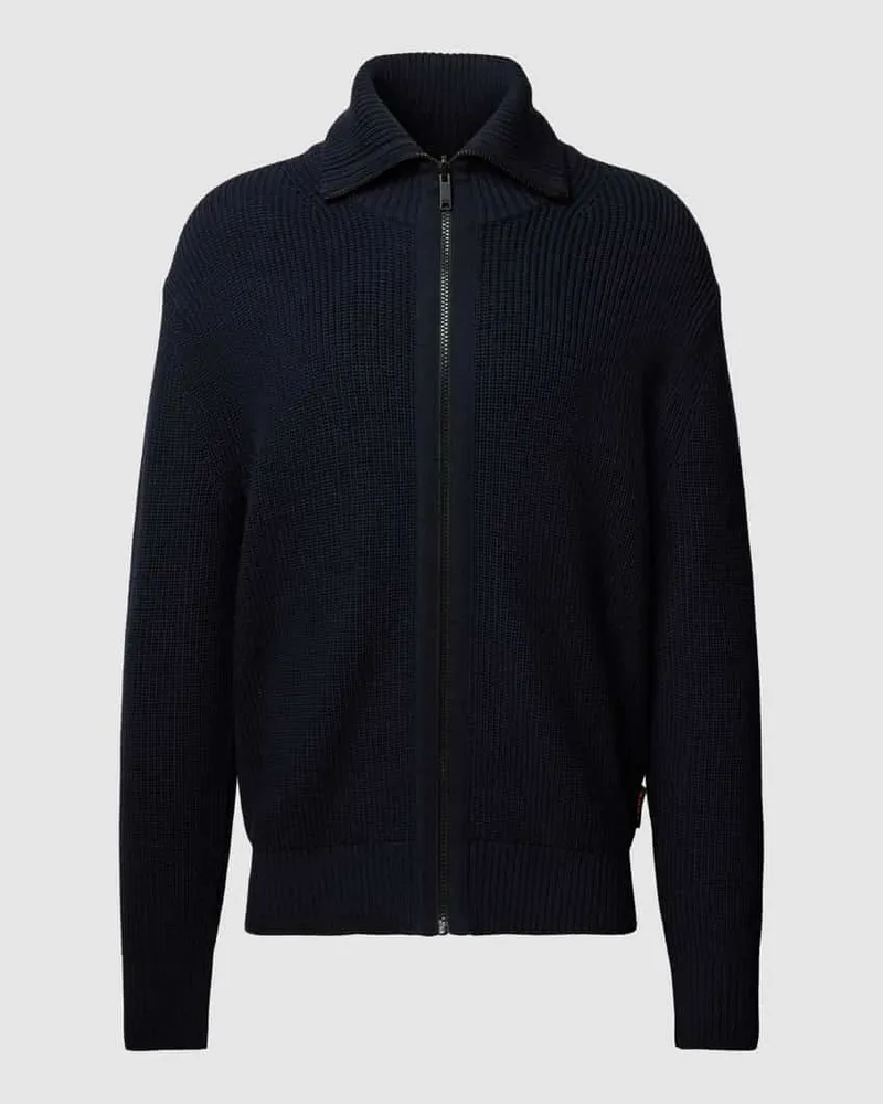 HUGO BOSS Strickjacke mit Umlegekragen Blau