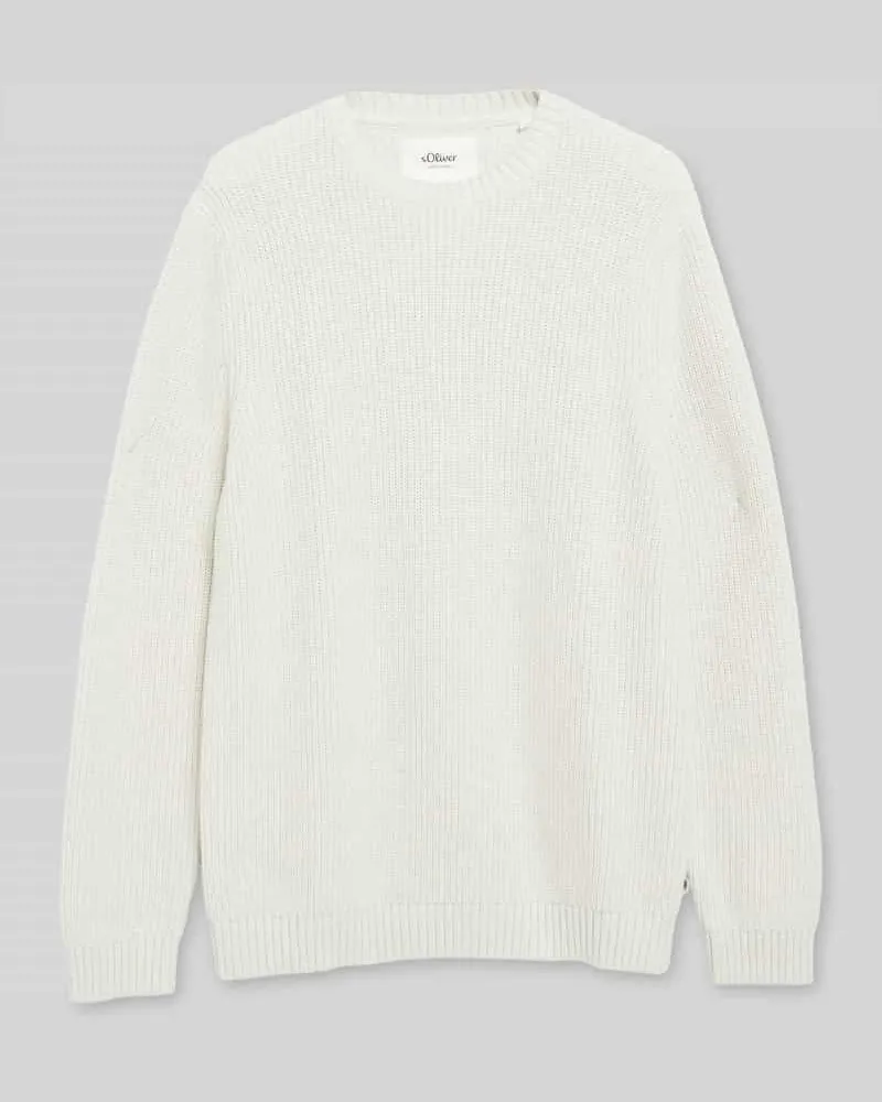 S.Oliver Regular Fit Strickpullover aus reiner Baumwolle mit Rundhalsausschnitt Offwhite