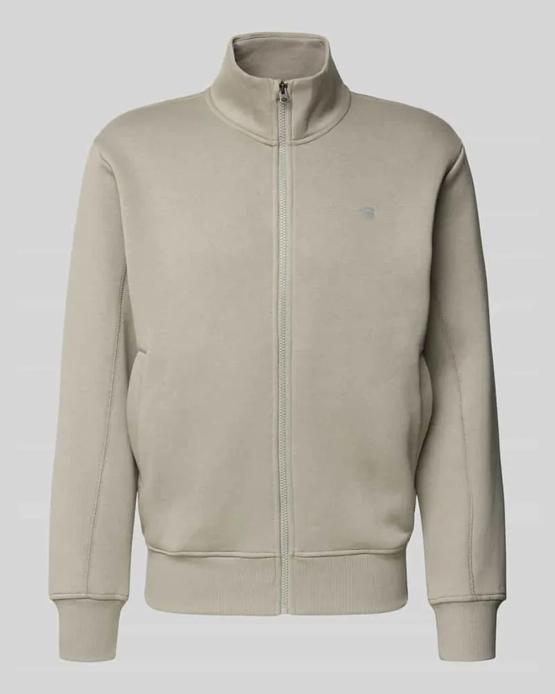 G-STAR RAW Sweatjacke mit Stehkragen Hellgrau