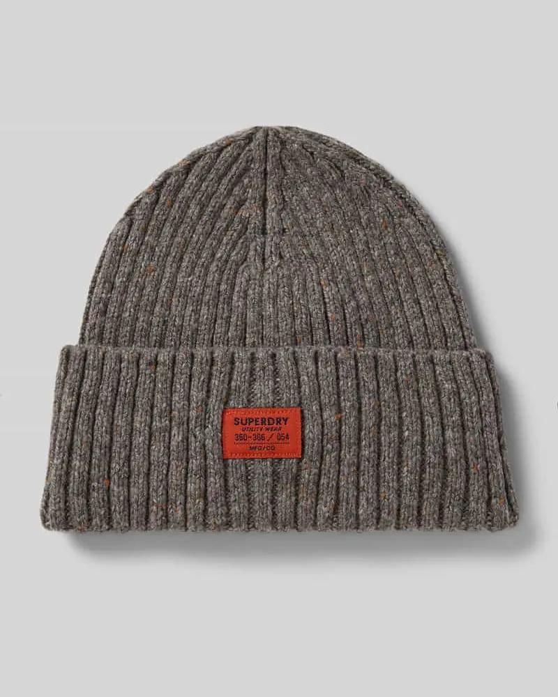 Superdry. Beanie in Ripp-Optik Anthrazit