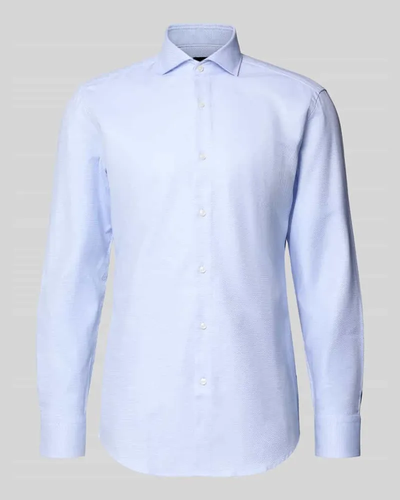 HUGO BOSS Slim Fit Businesshemd aus reiner Baumwolle Bleu