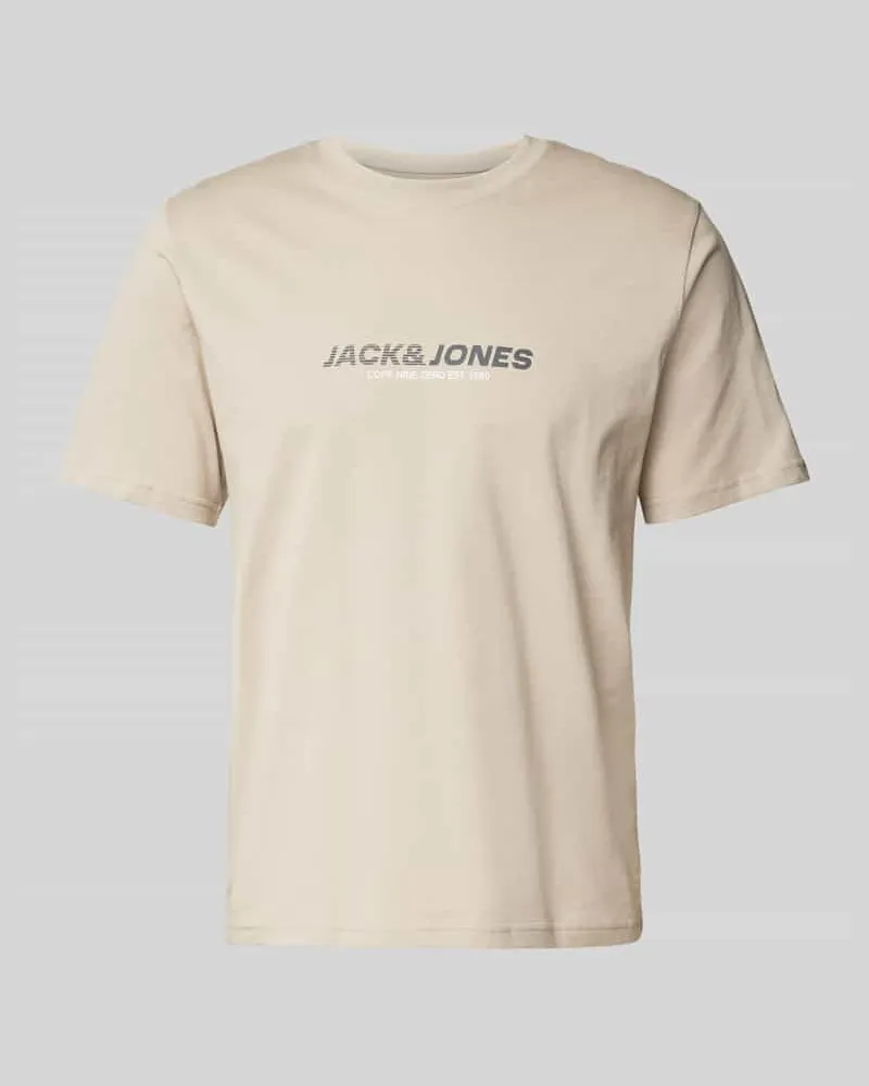 Jack & Jones T-Shirt mit Label-Print Modell 'TARMAC Beige