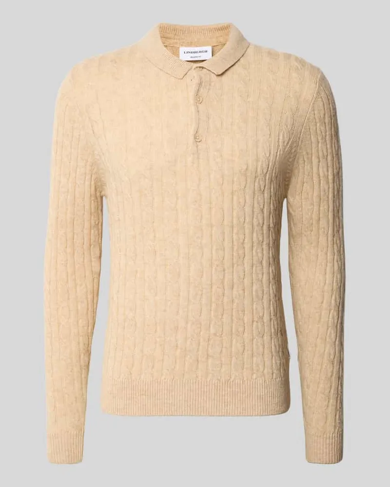 Lindbergh Strickpullover aus Leinen-Mix mit Polokragen Sand