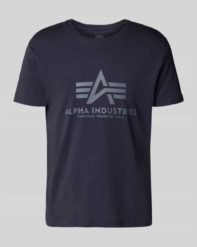 Alpha Industries T-Shirt mit Label-Print Dunkelblau