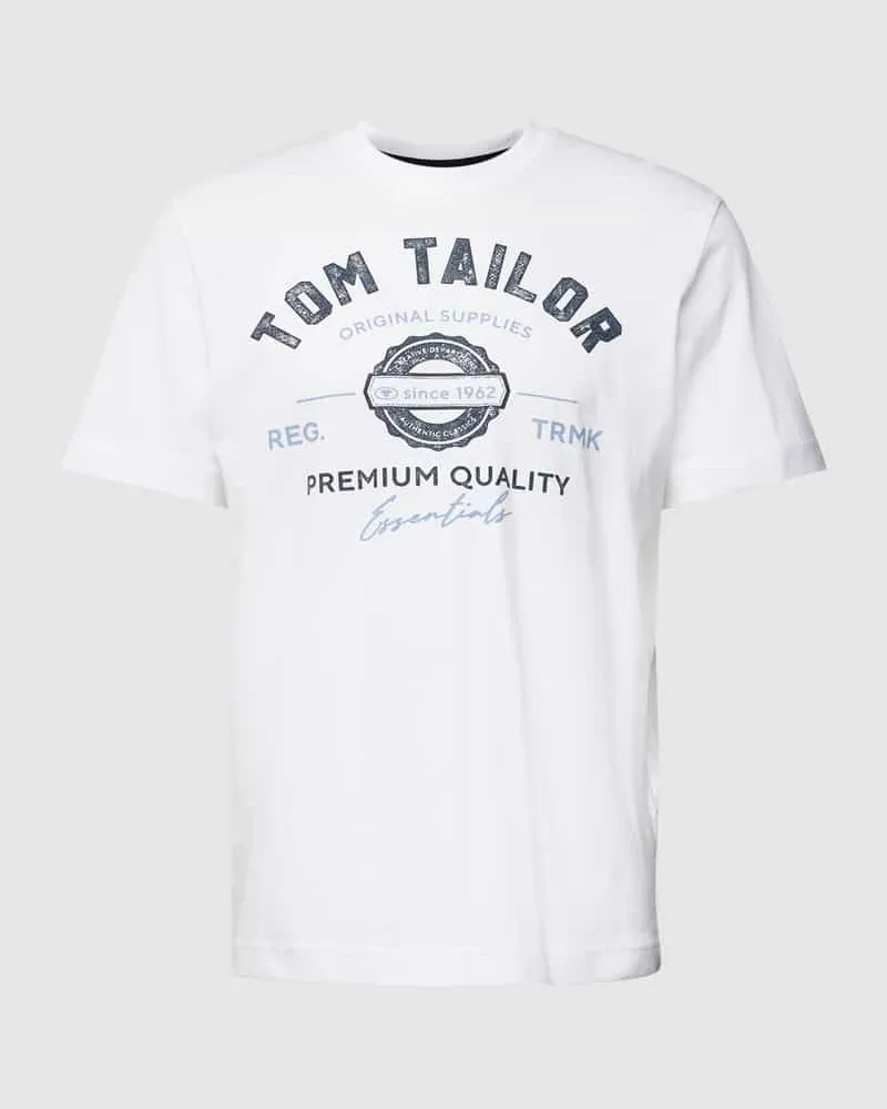 Tom Tailor Regular Fit T-Shirt aus reiner Baumwolle mit Label-Print 