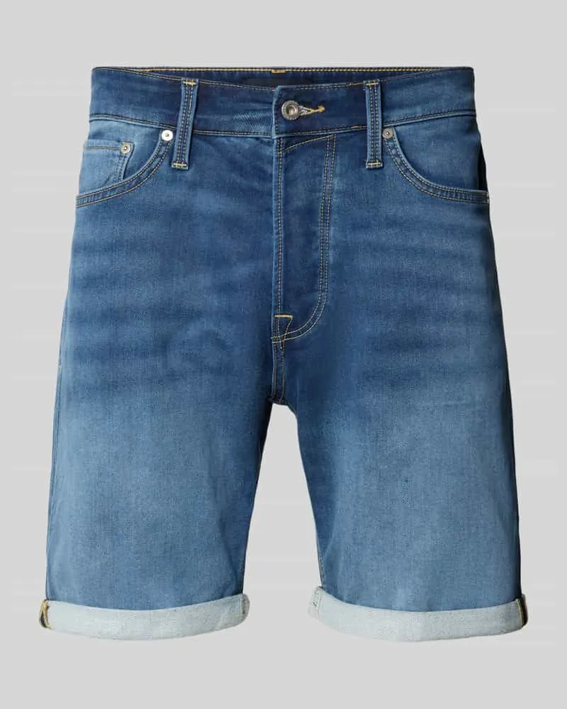 Jack & Jones Regular Fit Jeansshorts mit Umschlag Modell 'RICK Jeansblau