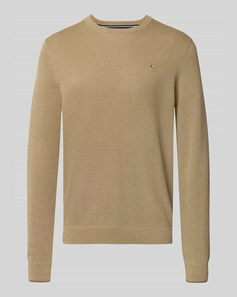 Lerros Regular Fit Strickpullover aus reiner Baumwolle mit Label-Detail Rot