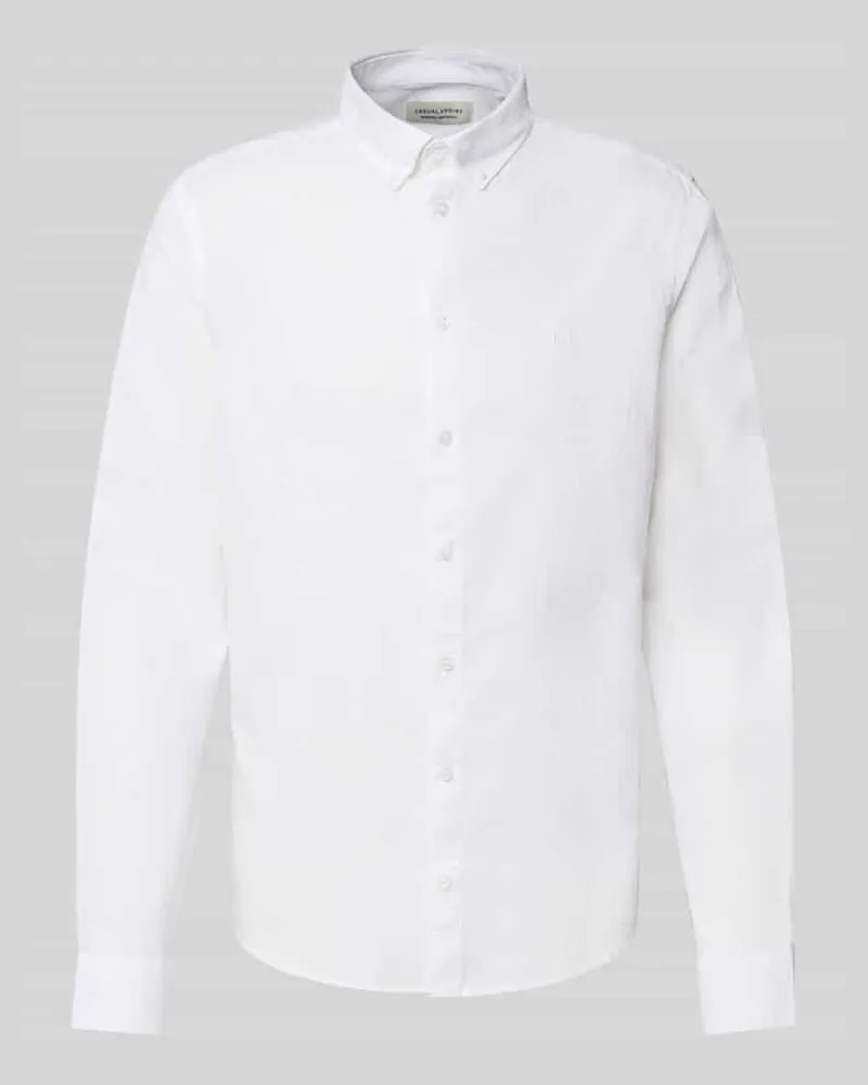 Casual Friday Regular Fit Leinenhemd mit Button-Down-Kragen Modell 'Anton 