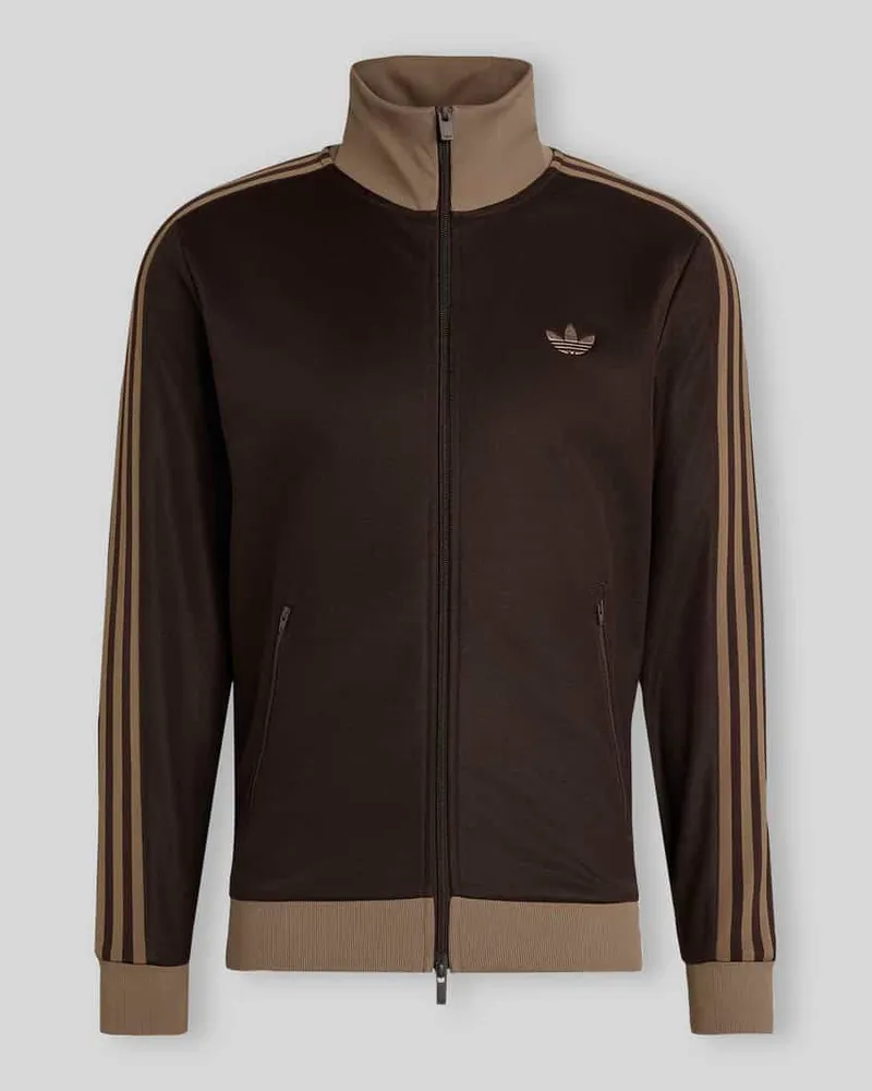 adidas Regular Fit Sweatjacke aus Baumwoll-Mix Modell 'BECKENBAUER TT Dunkelbraun